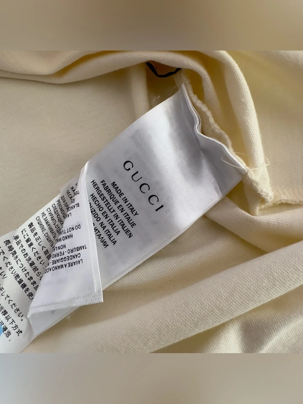 Gucci Cream Short-Sleeve Tee with Green Disney Graphic